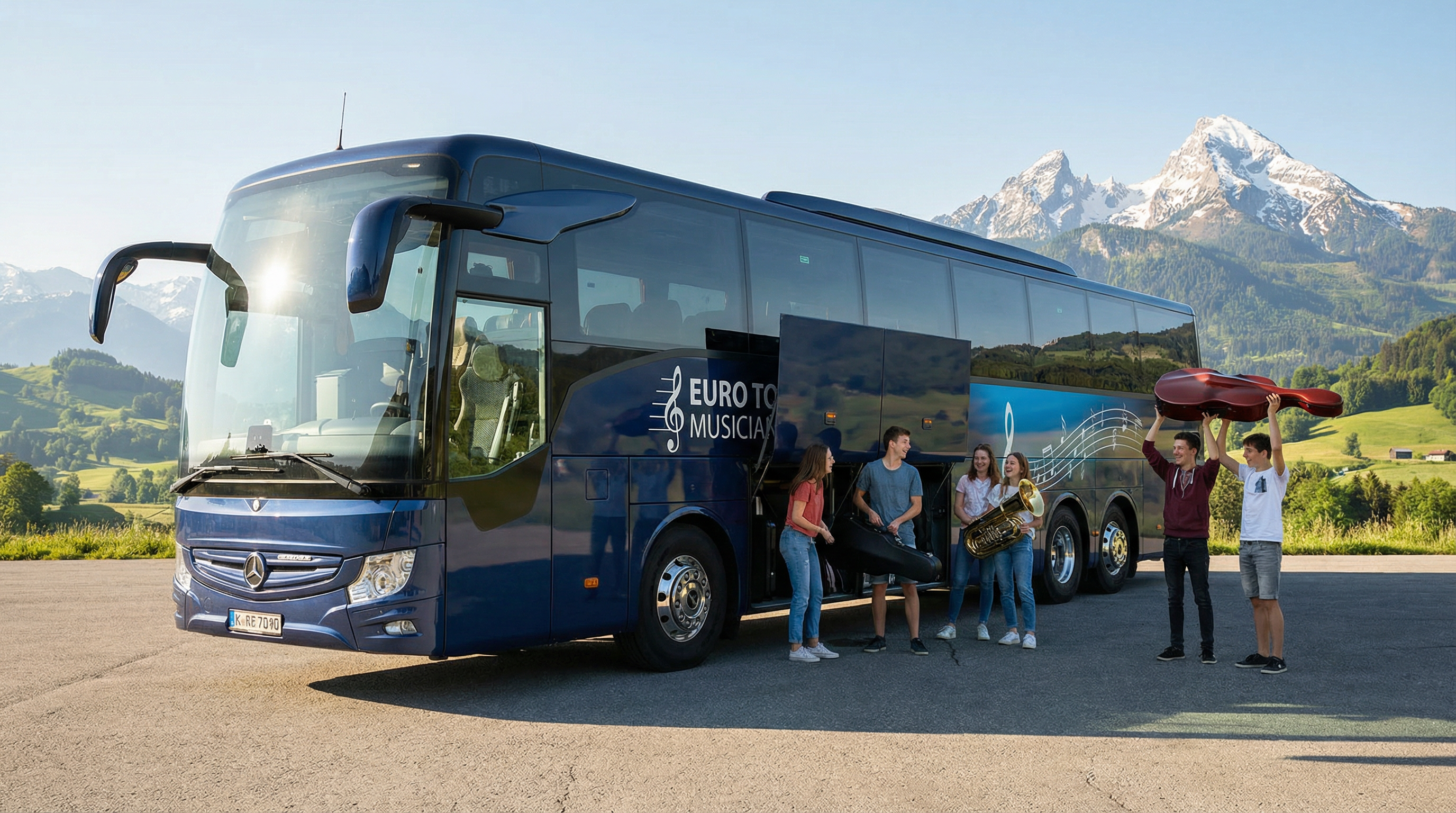 Jugendensemble am Reisebus